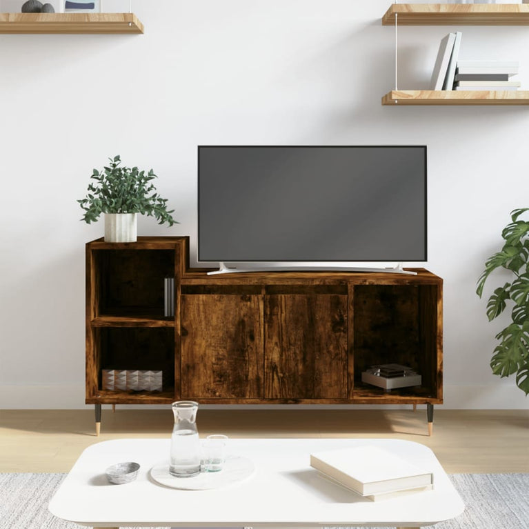 Tv-meubel 100x35x55 cm bewerkt hout gerookt eikenkleurig MeubelReus
