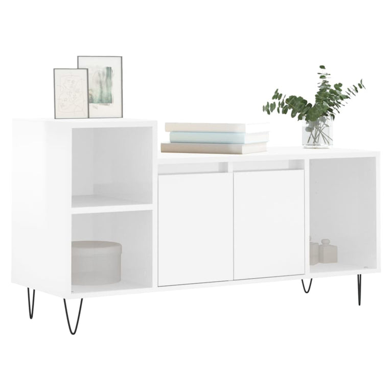 Tv-meubel 100x35x55 cm bewerkt hout hoogglans wit MeubelReus
