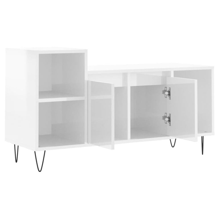 Tv-meubel 100x35x55 cm bewerkt hout hoogglans wit MeubelReus