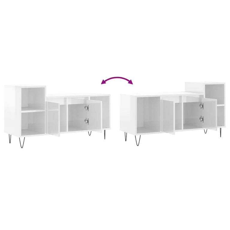 Tv-meubel 100x35x55 cm bewerkt hout hoogglans wit MeubelReus