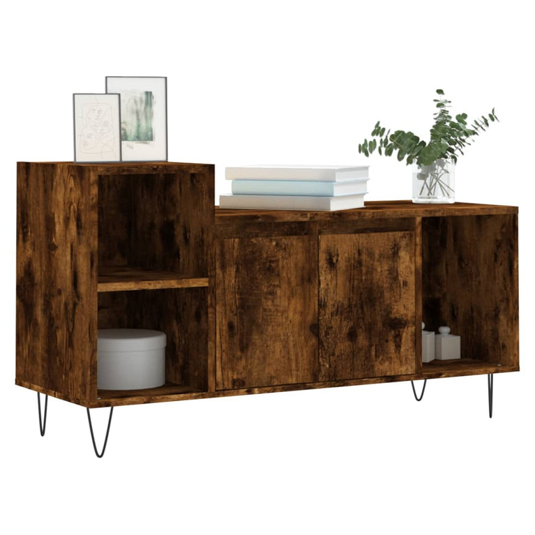 Tv-meubel 100x35x55 cm bewerkt hout gerookt eikenkleurig MeubelReus