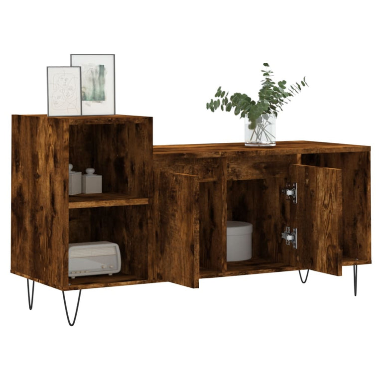 Tv-meubel 100x35x55 cm bewerkt hout gerookt eikenkleurig MeubelReus