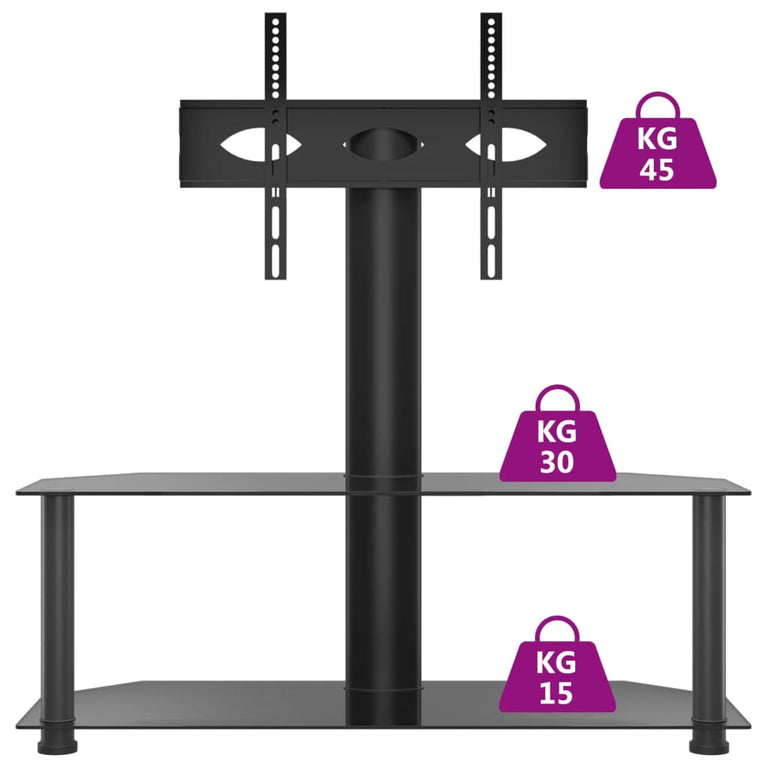Tv-standaard hoek 2-laags voor 32-70 inch zwart