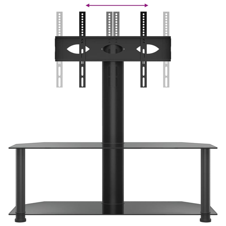 Tv-standaard hoek 2-laags voor 32-70 inch zwart