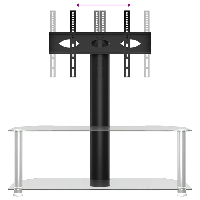 Tv-standaard hoek 2-laags voor 32-70 inch zwart en zilverkleur