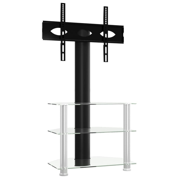Tv-standaard hoek 3-laags voor 32-70 inch zwart en zilverkleur