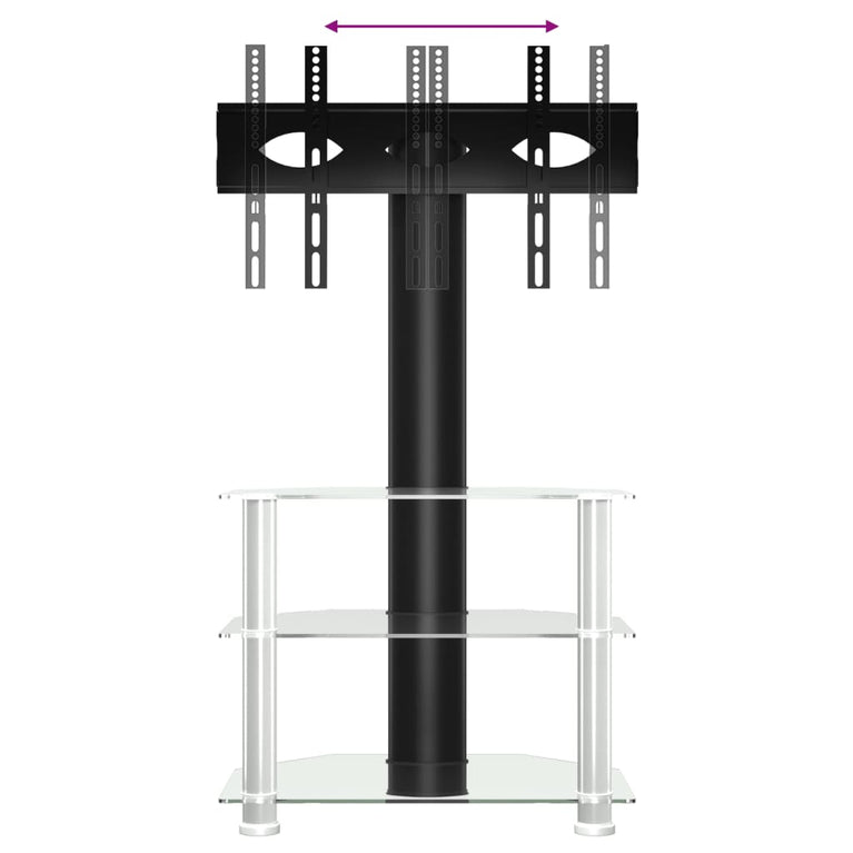 Tv-standaard hoek 3-laags voor 32-70 inch zwart en zilverkleur