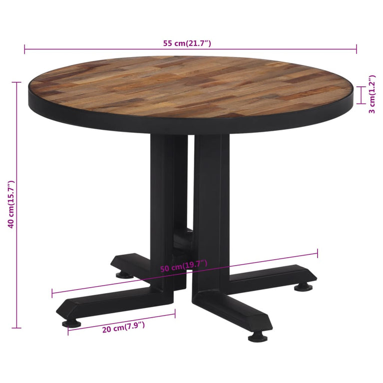 Salontafel rond Ø55x40 cm massief gerecycled teakhout