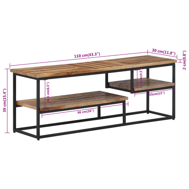 Tv-meubel 110x30x39 cm massief gerecycled teakhout