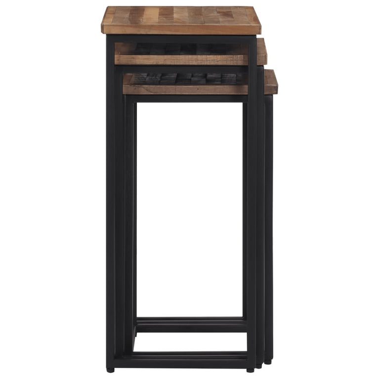 Tafeltjesset 3 st massief teakhout