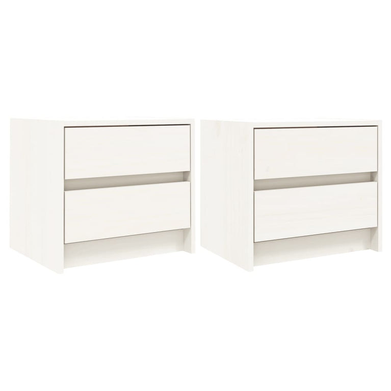Nachtkastjes 2 st 40x31x35,5 cm massief grenenhout wit MeubelReus