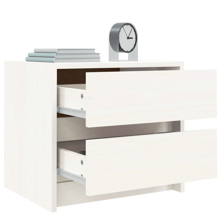 Nachtkastjes 2 st 40x31x35,5 cm massief grenenhout wit MeubelReus