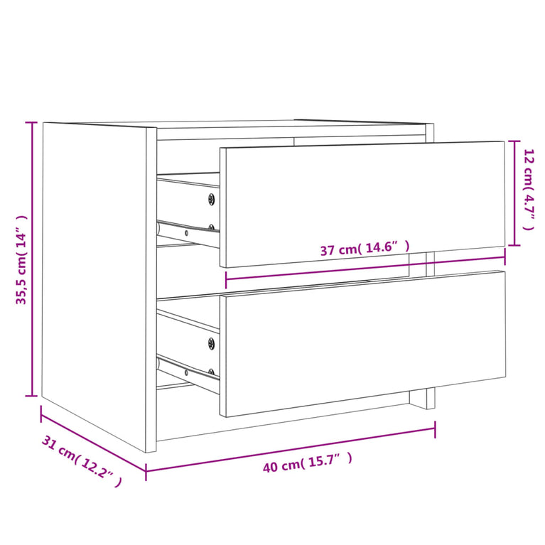 Nachtkastjes 2 st 40x31x35,5 cm massief grenenhout wit MeubelReus