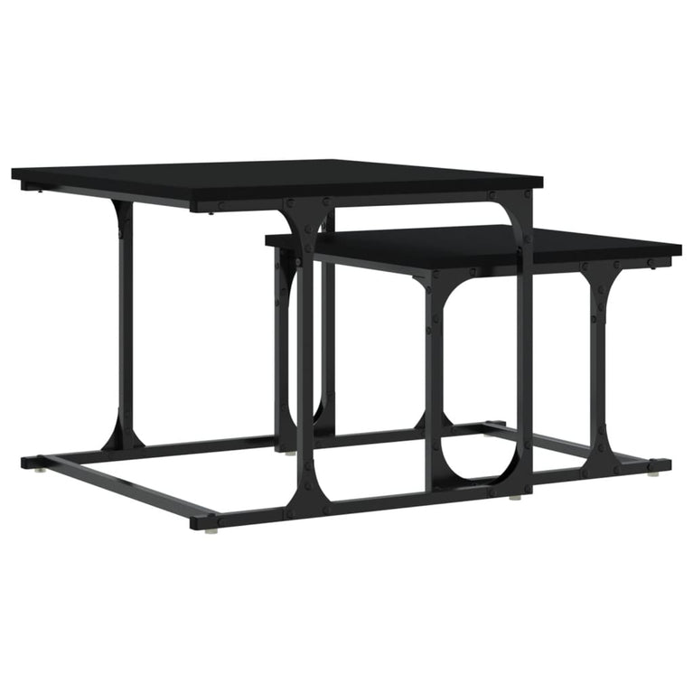 2-delige Salontafelset bewerkt hout zwart