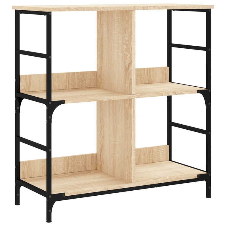Boekenrek 78,5x33x82 cm bewerkt hout en ijzer sonoma eikenkleur MeubelReus