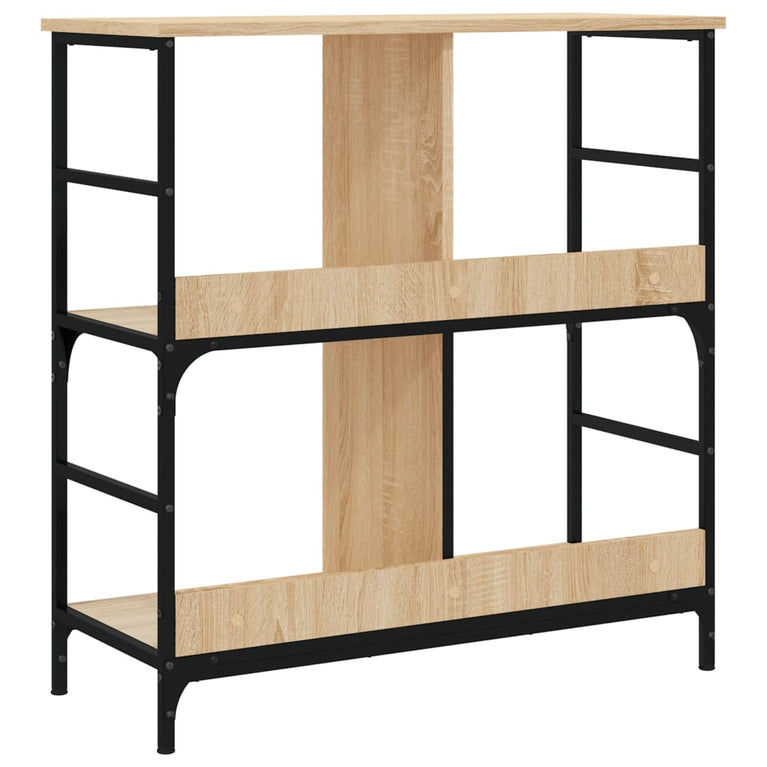 Boekenrek 78,5x33x82 cm bewerkt hout en ijzer sonoma eikenkleur MeubelReus