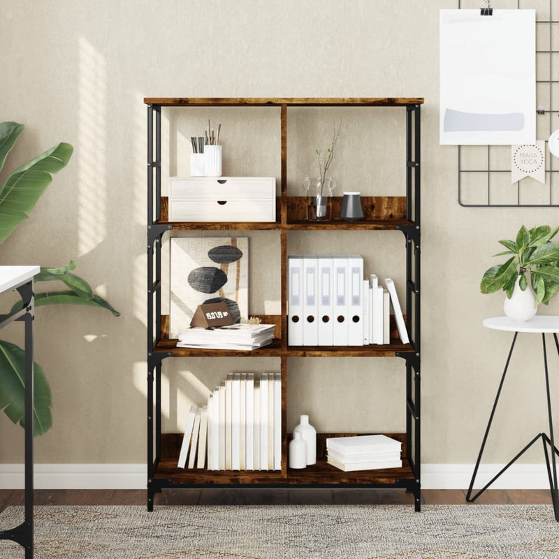 Boekenrek 78,5x33x117,5 cm bewerkt hout gerookt eikenkleurig MeubelReus