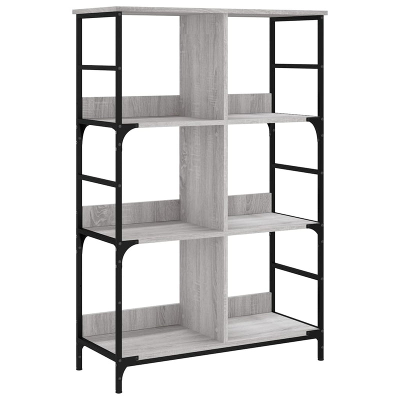 Boekenrek 78,5x33x117,5 cm bewerkt hout grijs sonoma eikenkleur MeubelReus
