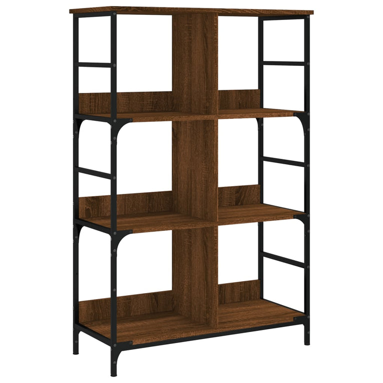 Boekenrek 78,5x33x117,5 cm bewerkt hout bruin eikenkleur MeubelReus