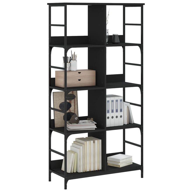 Boekenkast 78,5x33x153 cm bewerkt hout zwart MeubelReus