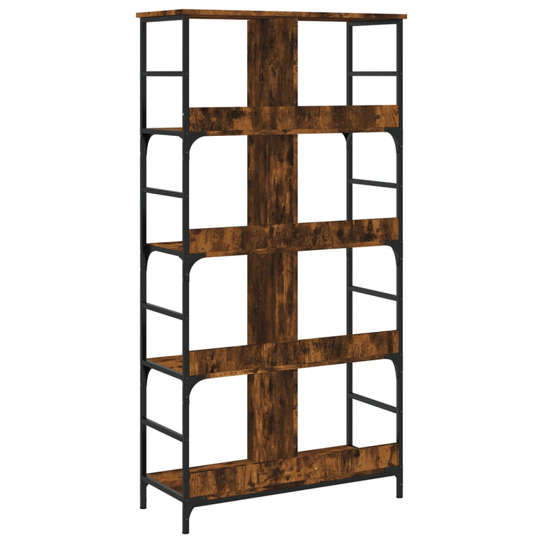 Boekenrek 78,5x33x153 cm bewerkt hout gerookt eikenkleurig MeubelReus