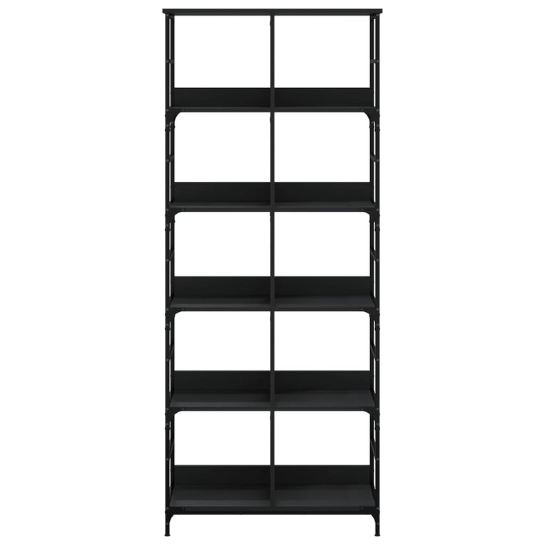 Boekenrek 78,5x33x188,5 cm bewerkt hout zwart MeubelReus