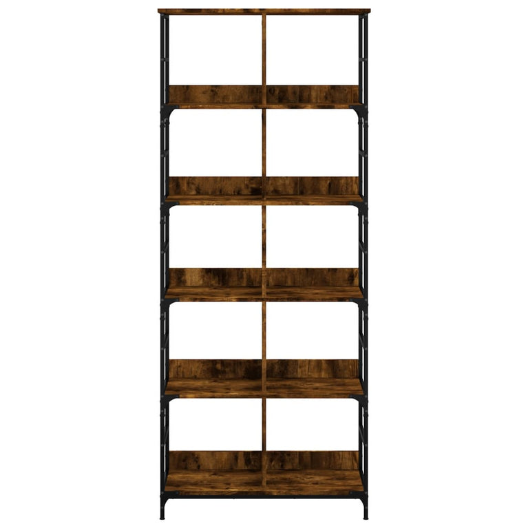 Boekenrek 78,5x33x188,5 cm bewerkt hout gerookt eikenkleurig MeubelReus