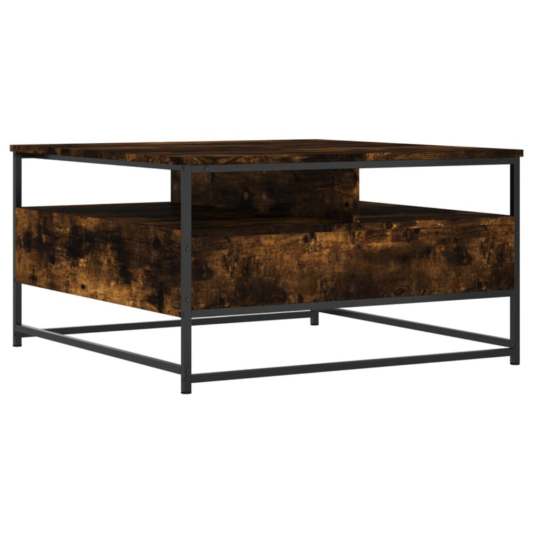 Salontafel 80x80x45 cm bewerkt hout gerookt eikenkleurig MeubelReus