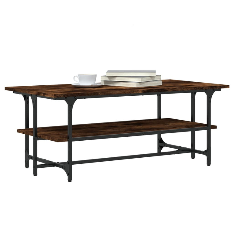 Salontafel 100x50x40 cm bewerkt hout gerookt eikenkleurig MeubelReus