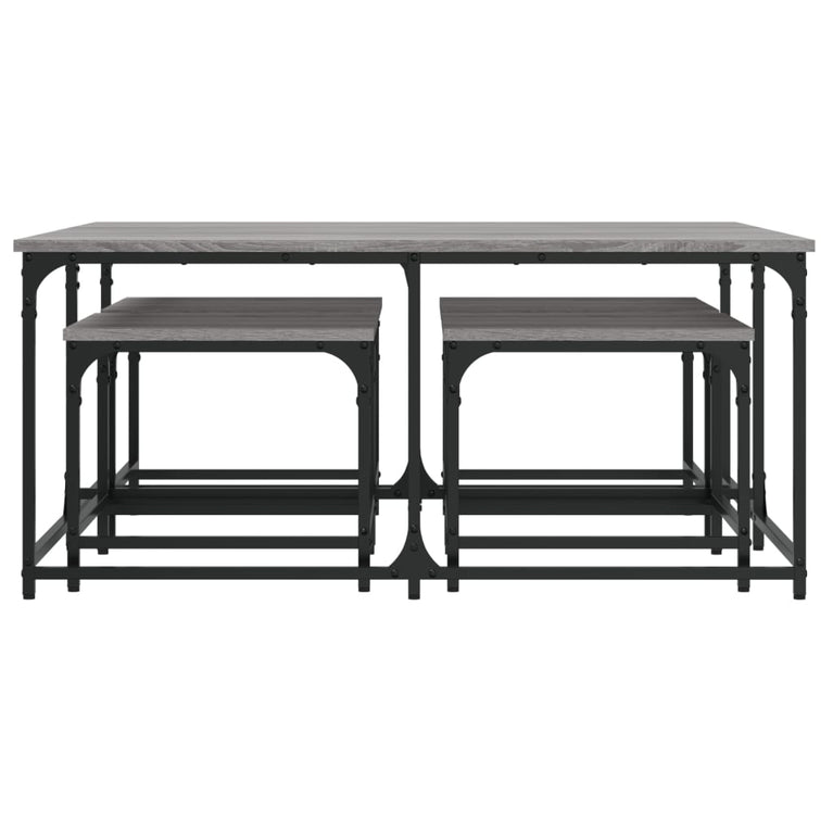 5-delige Tafeltjesset bewerkt hout grijs sonoma MeubelReus