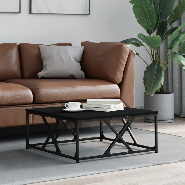 Salontafel 70x70x30 cm bewerkt hout zwart MeubelReus