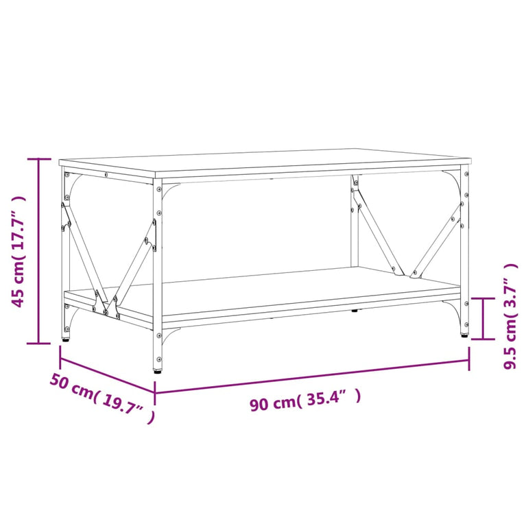 Salontafel 90x50x45 cm bewerkt hout zwart MeubelReus