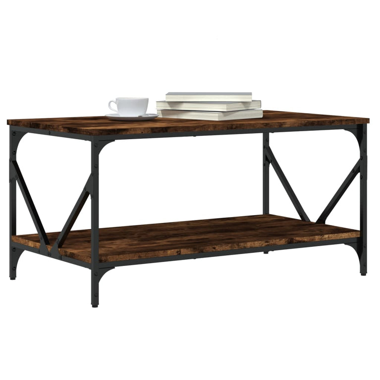 Salontafel 90x50x45 cm bewerkt hout gerookt eikenkleurig MeubelReus