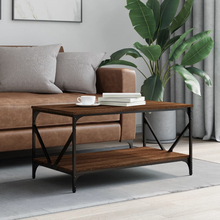 Salontafel 90x50x45 cm bewerkt hout bruin eikenkleur MeubelReus