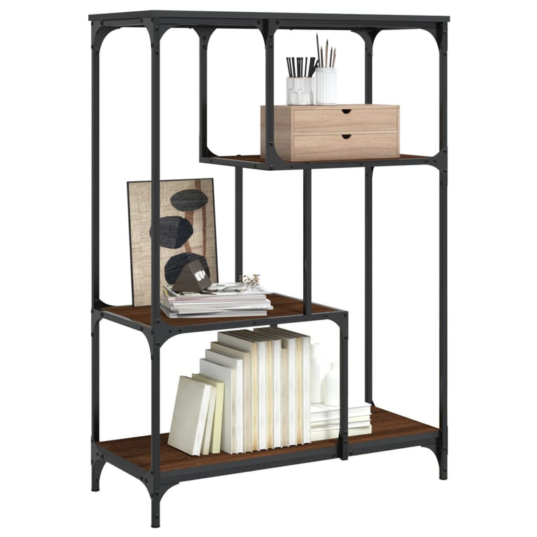Boekenkast 81x36x115 cm bewerkt hout en staal bruin eikenkleur MeubelReus