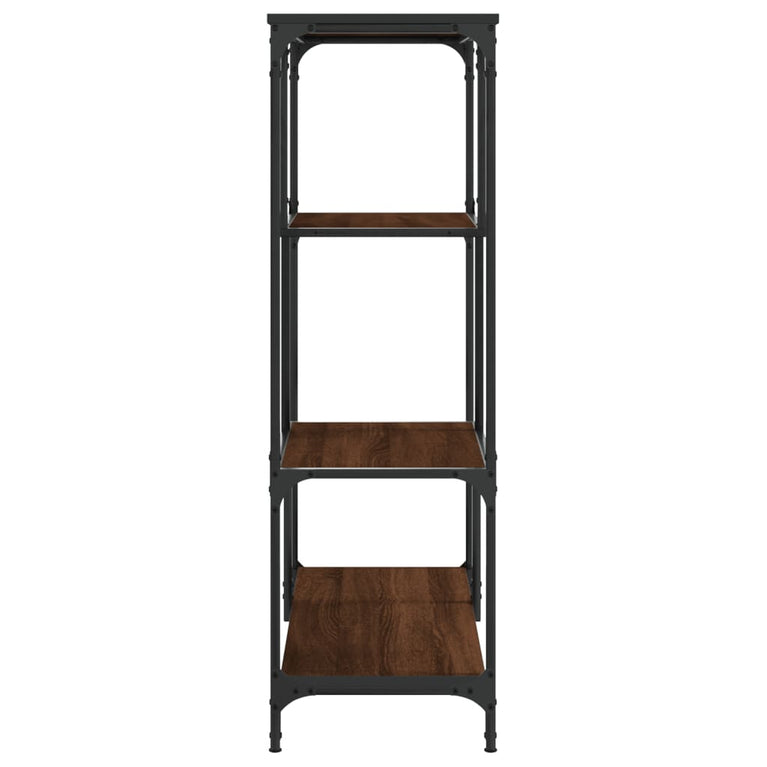 Boekenkast 81x36x115 cm bewerkt hout en staal bruin eikenkleur MeubelReus