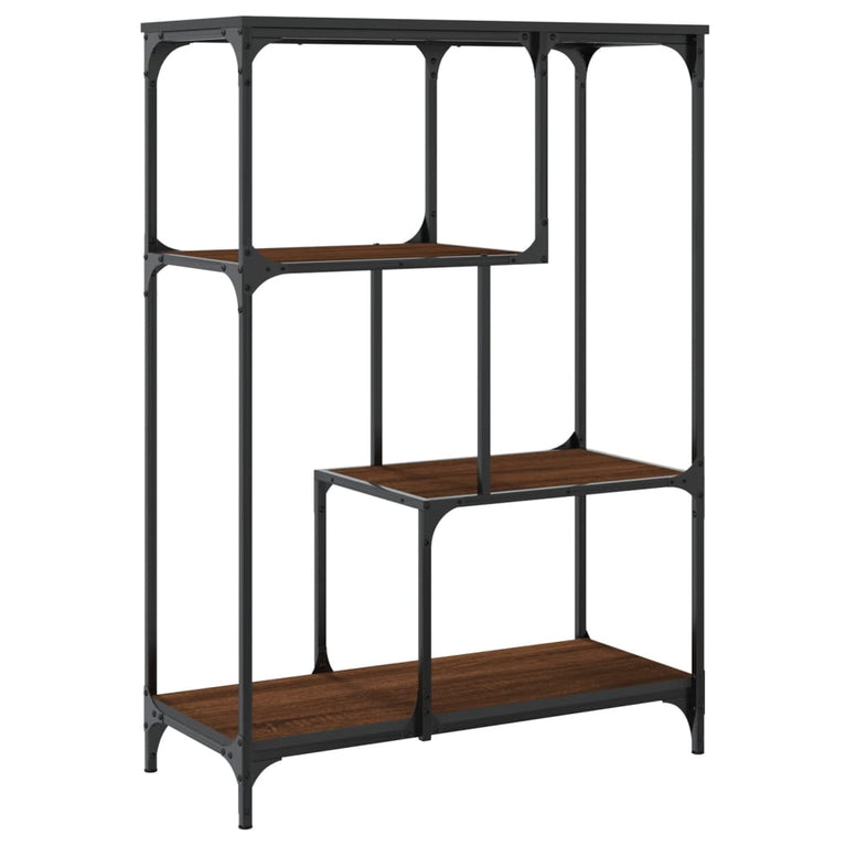 Boekenkast 81x36x115 cm bewerkt hout en staal bruin eikenkleur MeubelReus
