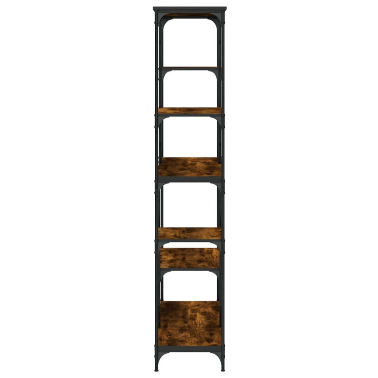 Boekenrek 99x35,5x176 cm bewerkt hout en staal gerookt eiken MeubelReus