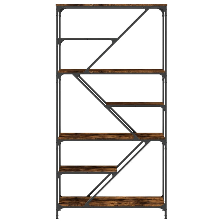 Boekenrek 91x36x176 cm bewerkt hout en staal gerookt eikenkleur MeubelReus
