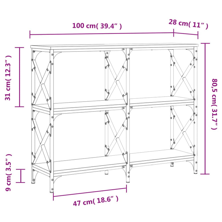 Wandtafel 100x28x80,5 cm bewerkt hout sonoma eikenkleurig MeubelReus