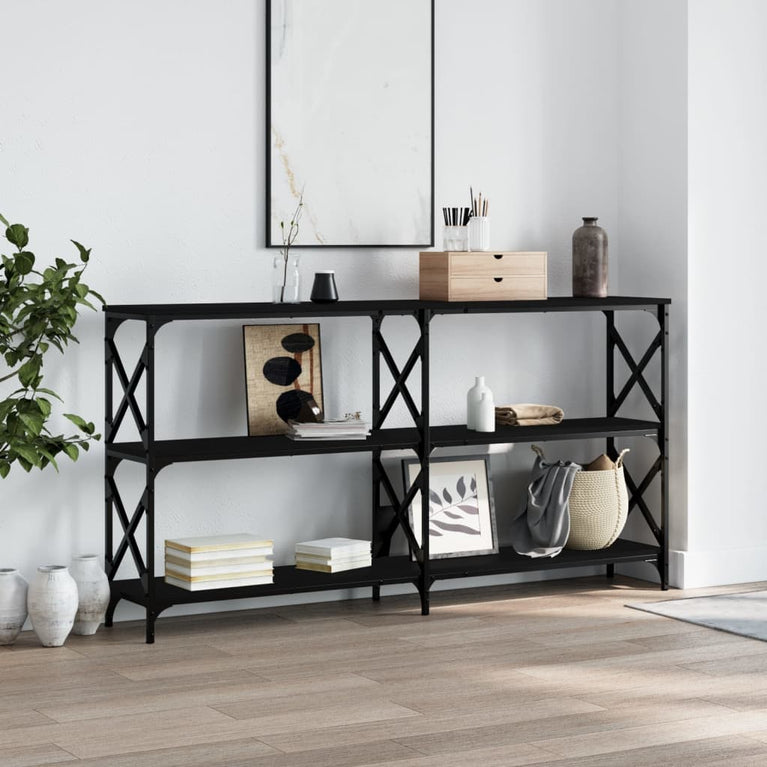 Wandtafel 156x28x80,5 cm bewerkt hout zwart MeubelReus