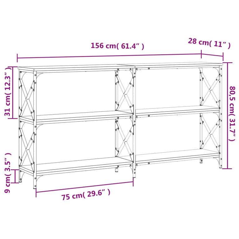 Wandtafel 156x28x80,5 cm bewerkt hout sonoma eikenkleurig MeubelReus
