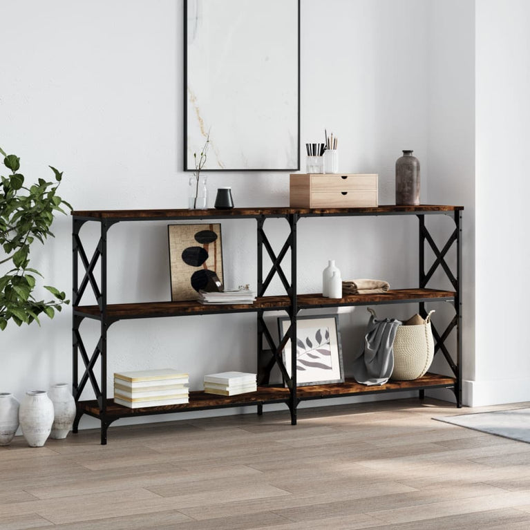 Wandtafel 200x28x80,5 cm bewerkt hout gerookt eikenkleurig MeubelReus