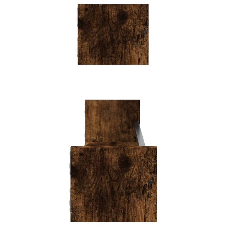 Wandschappen met stangen 2 st 80x16x14 cm gerookt eikenkleurig MeubelReus