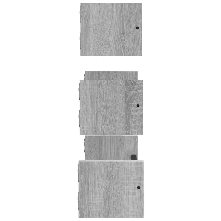 3-delige Wandschappenset met stangen bewerkt hout grijs sonoma