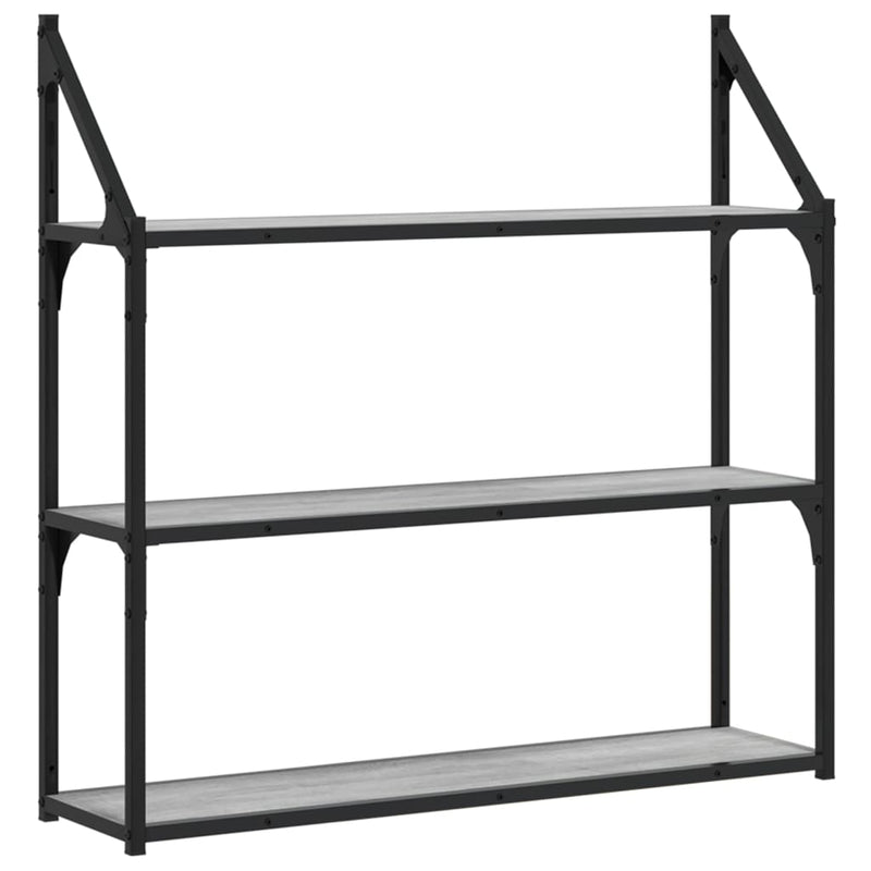 Wandrek 3-laags 80x21x78,5 cm bewerkt hout grijs sonoma MeubelReus