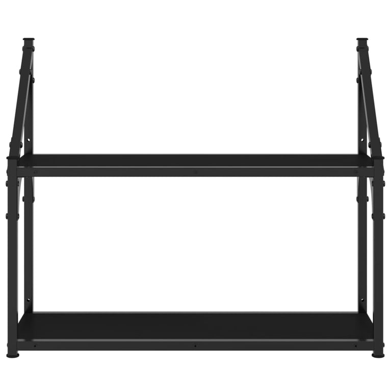 Wandrek 2-laags 60x21x51 cm bewerkt hout zwart MeubelReus