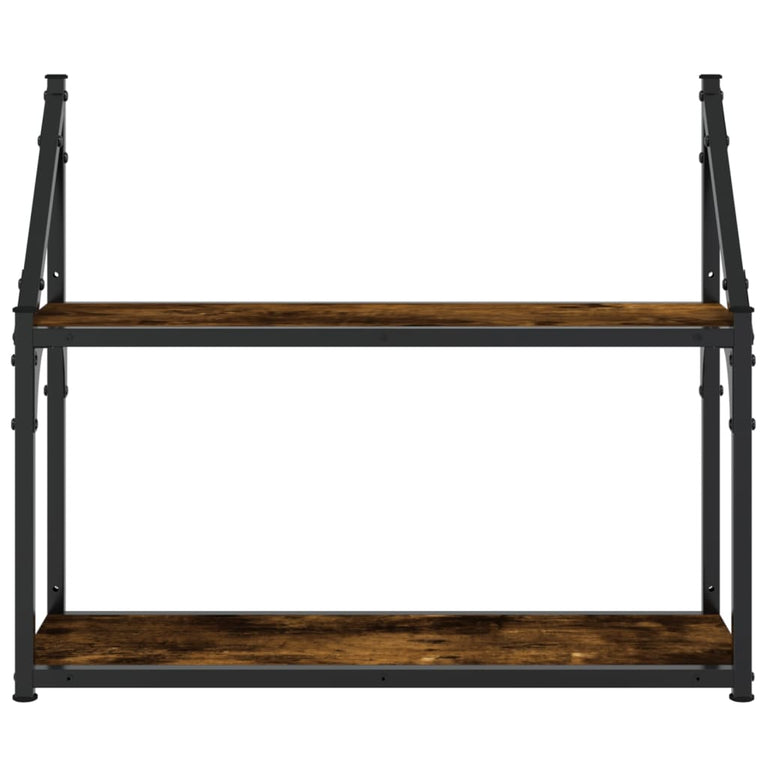 Wandrek 2-laags 60x21x51 cm bewerkt hout gerookt eikenkleurig MeubelReus