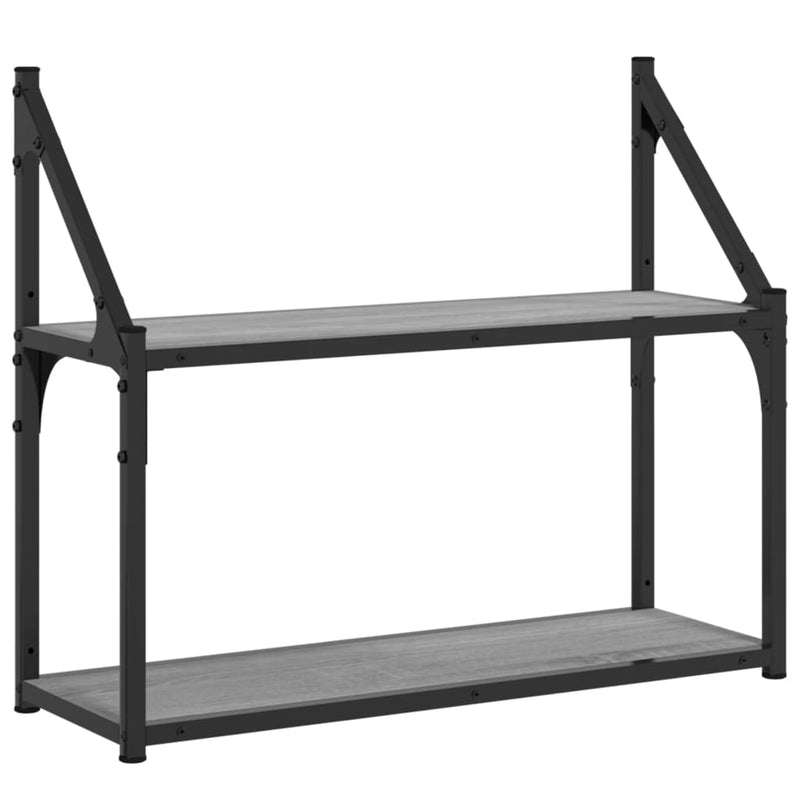 Wandrek 2-laags 60x21x51 cm bewerkt hout grijs sonoma MeubelReus