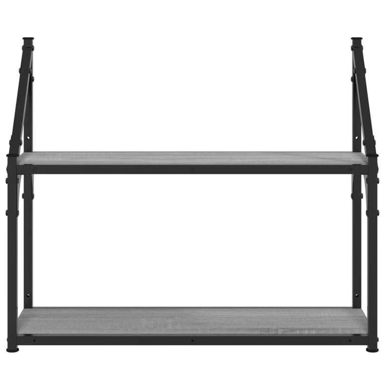 Wandrek 2-laags 60x21x51 cm bewerkt hout grijs sonoma MeubelReus